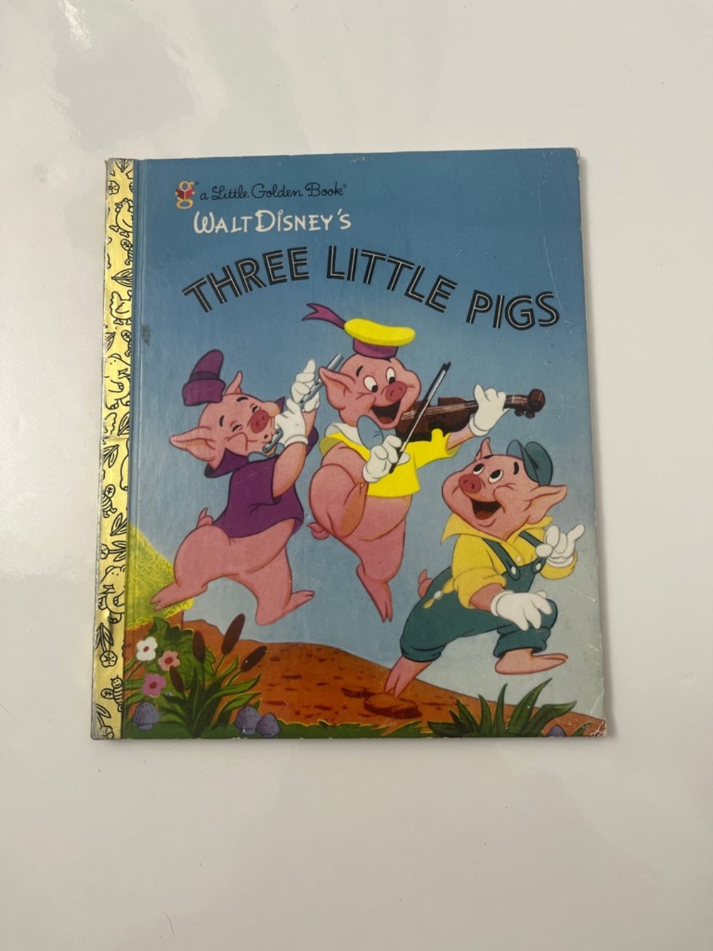Vintage little golden book Three Little Pigs Book - Blue, Pink, Yellow, Green